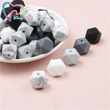 15 PCS 4 Colors Mixed 14 MM Silicone Hexagon Beads BPA Food Grade