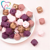 15 PCS 4 Colors Mixed 14 MM Silicone Hexagon Beads BPA Food Grade