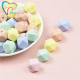 15 PCS 4 Colors Mixed 14 MM Silicone Hexagon Beads BPA Food Grade
