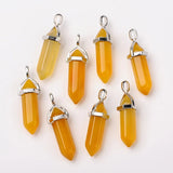 15 Pcs Bullet Agate Double Pointed Pendants Hexagon Bead Cap Bails