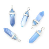 15 Pcs Bullet Agate Double Pointed Pendants Hexagon Bead Cap Bails