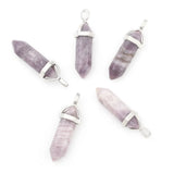 15 Pcs Bullet Agate Double Pointed Pendants Hexagon Bead Cap Bails