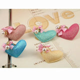 15 Pcs Glitter Fabric Hearts, 5.5*4cm Craft Embellishments