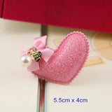 15 Pcs Glitter Fabric Hearts, 5.5*4cm Craft Embellishments