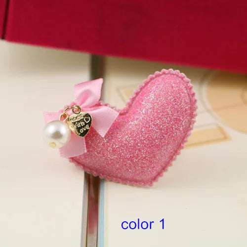 15 Pcs Glitter Fabric Hearts, 5.5*4cm Craft Embellishments