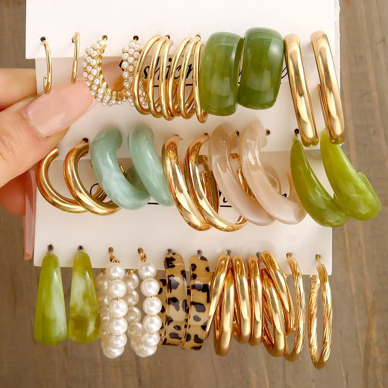 Womenu2019s Gold Plated Combo of 30 Pieces C Shaped Hoop Earrings
