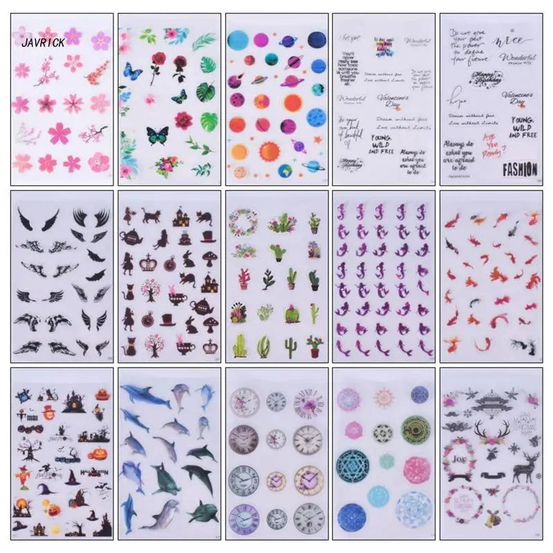 15 Resin Craft Filling Materials Transparent Stickers Planet Leaves Film D0LC