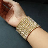 Bridal Wedding Bangles and Rhinestone Stretch Bracelet Set