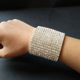 Bridal Wedding Bangles and Rhinestone Stretch Bracelet Set