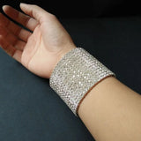 Bridal Wedding Bangles and Rhinestone Stretch Bracelet Set