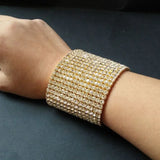Bridal Wedding Bangles and Rhinestone Stretch Bracelet Set