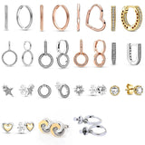 925 Silver Earrings DIY Rose Star Crown Pan Love Heart Crystal Earrings