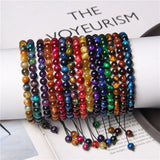 Colorful Tiger Eye Stone Bracelets 6/8MM Beads Braided Bangles