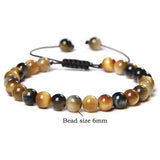 Colorful Tiger Eye Stone Bracelets 6/8MM Beads Braided Bangles