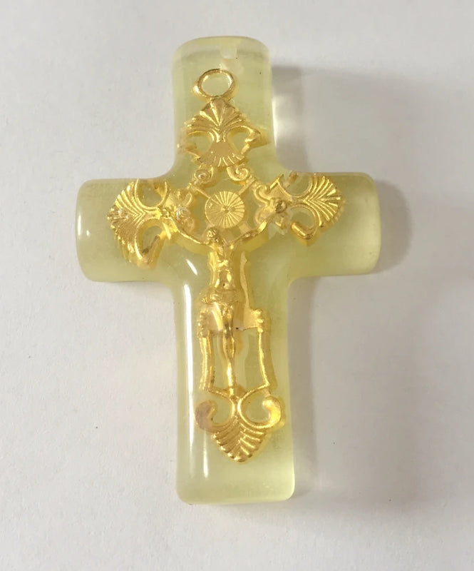 15 pcs Cross Specimen Artificial Amber Pendant Taxidermy Accessories