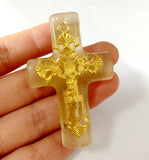 15 pcs Cross Specimen Artificial Amber Pendant Taxidermy Accessories