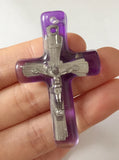 15 pcs Purple Cross Specimen Artificial Amber Pendant