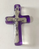 15 pcs Purple Cross Specimen Artificial Amber Pendant