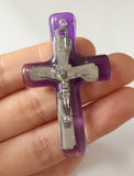 15 pcs Purple Cross Specimen Artificial Amber Pendant