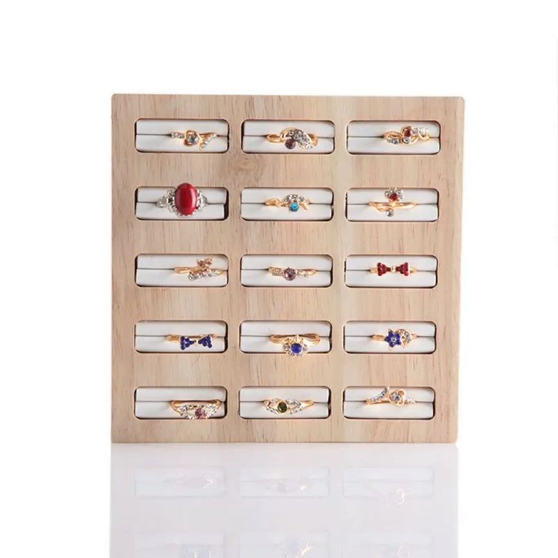15 Slot Wooden Ring Organizer Jewelry Display Holder