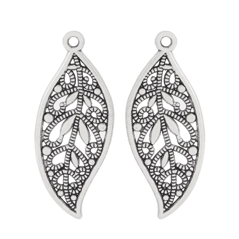 Tibetan Silver/Gold Leaf Charms Pendants for Jewelry Making
