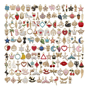 150 Pcs Kc Alloy Enamel Charm Bracelet Earring Accessories Necklace Mix