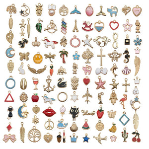 150 Pcs Kc Alloy Enamel Charm Bracelet Earring Accessories Necklace Mix