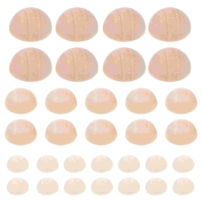 150 Pcs Unfinished Wooden Half Balls DIY Craft Accessories