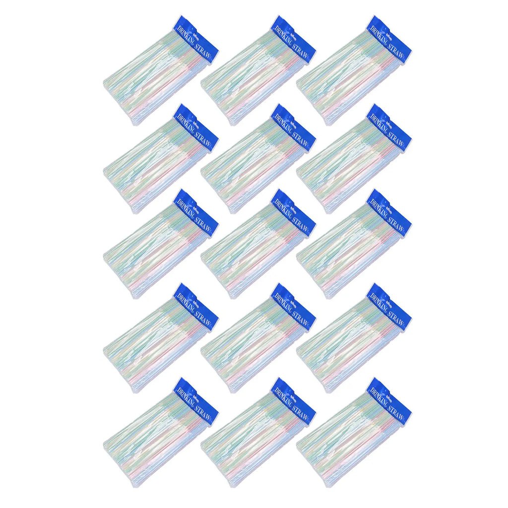 1500 Pcs Striped Colored Disposable Straws 8 inch Long
