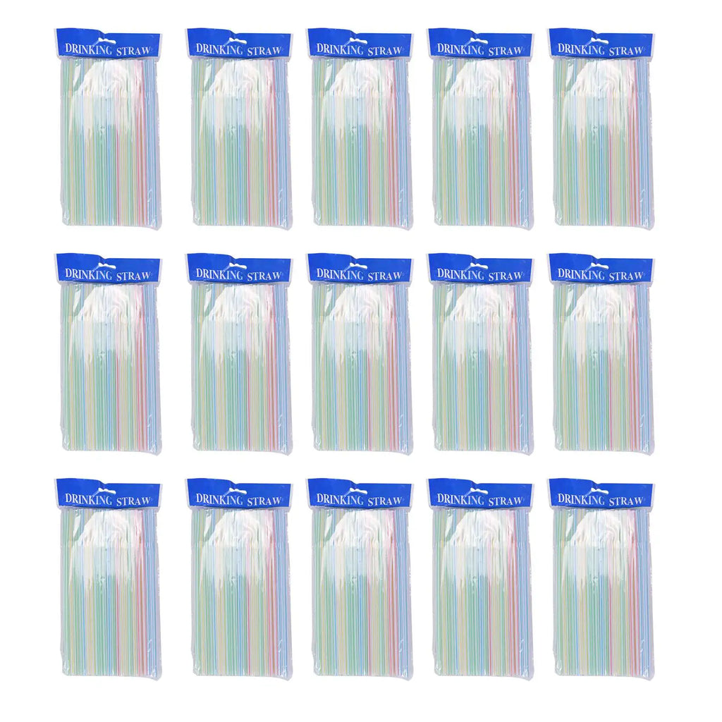 1500 Pcs Striped Colored Disposable Straws 8 inch Long