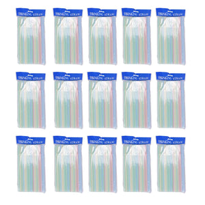 1500 Pcs Striped Colored Disposable Straws 8 inch Long