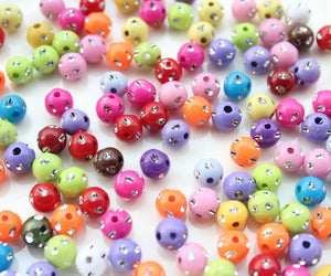1500pcs DIY Resin Rhinestone Acrylic Beads 8mm Assorted Colors