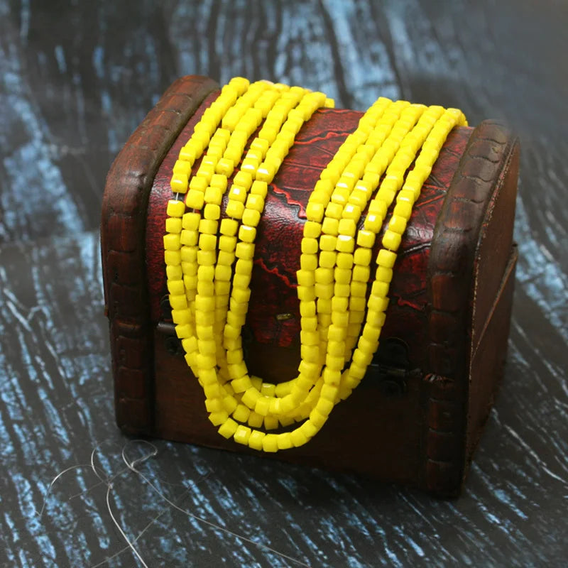 1500pcs Yellow Cube Beads Glass Crystal Necklace Bracelet DH-BBA039-24