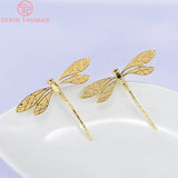 4PCS 45x37MM Dragonfly Pendants Charms 24K Plated DIY Jewelry Making Findings