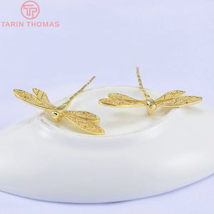 4PCS 45x37MM Dragonfly Pendants Charms 24K Plated DIY Jewelry Making Findings