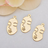 24K Brass Hollow Face Pendants Charms High Diy Jewelry Findings
