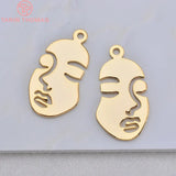 24K Brass Hollow Face Pendants Charms High Diy Jewelry Findings