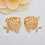 6PCS 24K Plated Brass Hollow Twist Fish Charms Pendants for Jewelry Making