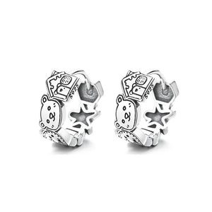 Silver Retro Gingerbread Man Earring Charm Jewelry for Party