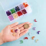 150Pcs 12x16mm Glittery Glass Crystal Charms Crescent Moon Pendant Beads