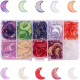 150Pcs 12x16mm Glittery Glass Crystal Charms Crescent Moon Pendant Beads