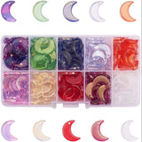 150Pcs 12x16mm Glittery Glass Crystal Charms Crescent Moon Pendant Beads