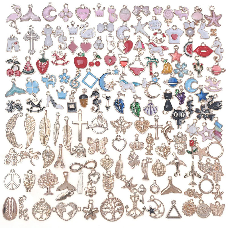 150Pcs Gold-Plated Enamel Charms for DIY Jewelry Making