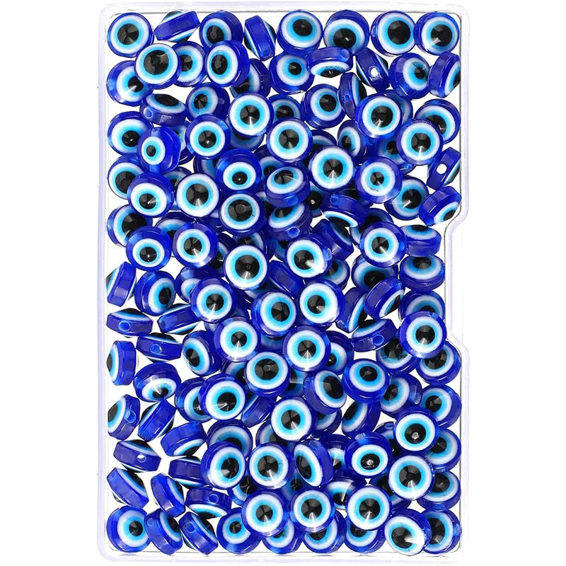 150pcs Resin Evil Eye Beads Charms Round Spacer Beads for DIY Jewelry Making