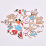150Pcs Mixed Cartoon Animal Tree Enamel Charms Beads For DIY Jewelry
