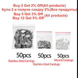150Pcs 8-16mm Stainless Steel Earrings Base Set