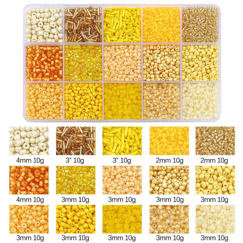 150g 15 Grids Glass Seed Beads Box Set - Czech Charm Spacer Loose Beads