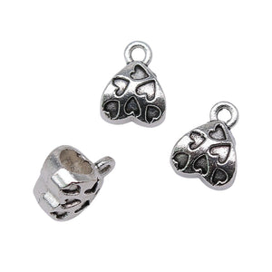 150pcs Silver Heart Bail Beads DIY Bracelet Spacer Beads