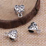 150pcs Silver Heart Bail Beads DIY Bracelet Spacer Beads