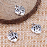 150pcs Dog Paw Pendant Charm Love My Dog For Jewelry Making